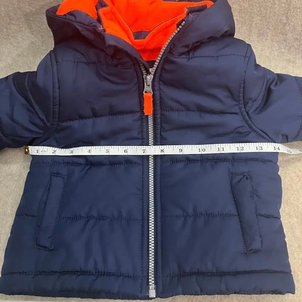 Carter's Kids Blue Dino Winter Coat Dinosaur Snow Jacket Size‎ 24mo